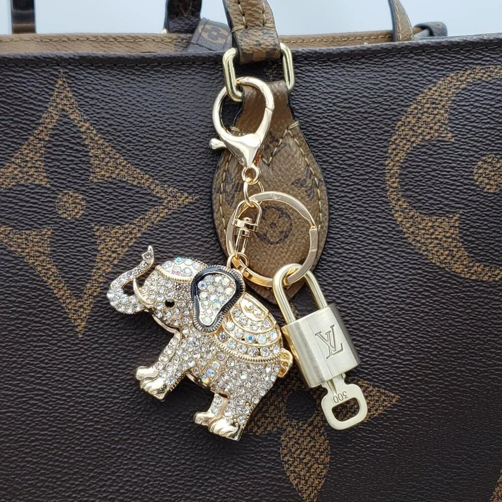 Authentic Louis Vuitton Gold Padlock 🔒 Shiny LV Key + Unbranded Elephant Charm